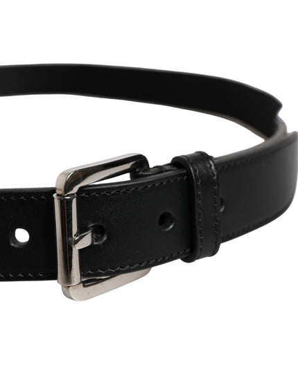 Dolce & Gabbana Black White Printed Metal Logo Buckle Belt