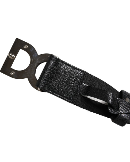 Dolce & Gabbana Black White Printed Metal Logo Buckle Belt