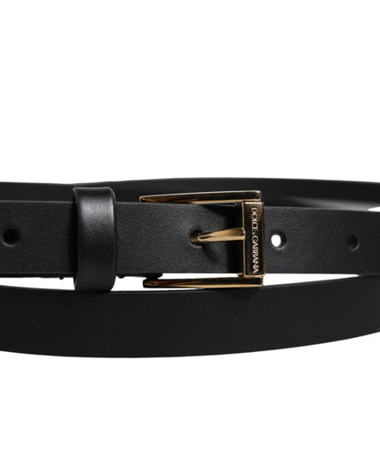 Dolce & Gabbana Black Calfskin Classic Metal Logo Buckle Belt