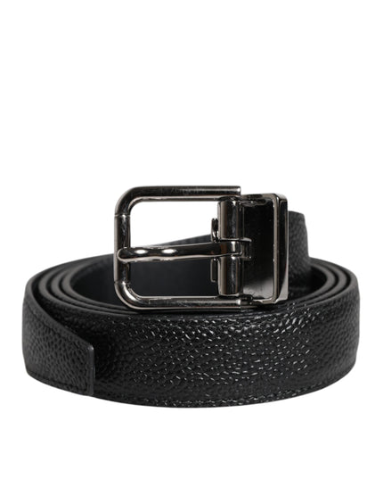 Dolce & Gabbana Black Calf Leather Classic Metal Buckle Belt