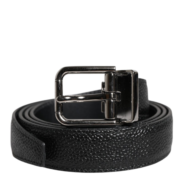 Dolce & Gabbana Black Calf Leather Classic Metal Buckle Belt