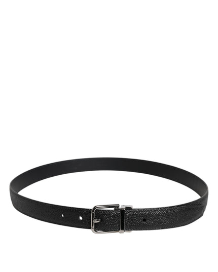 Dolce & Gabbana Black Calf Leather Classic Metal Buckle Belt