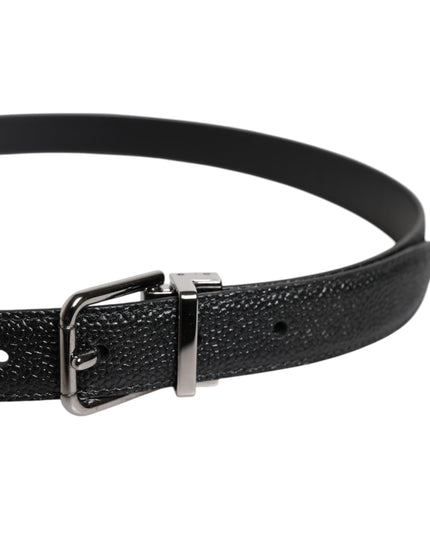 Dolce & Gabbana Black Calf Leather Classic Metal Buckle Belt