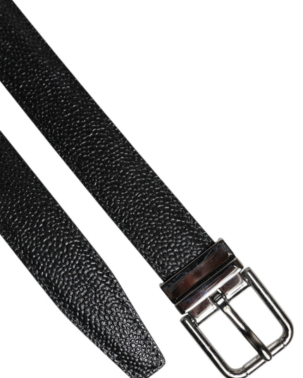 Dolce & Gabbana Black Calf Leather Classic Metal Buckle Belt