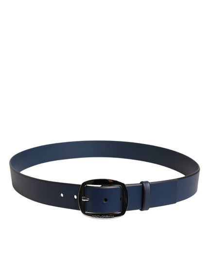 Dolce & Gabbana Blue Calf Leather Classic Metal Buckle Belt