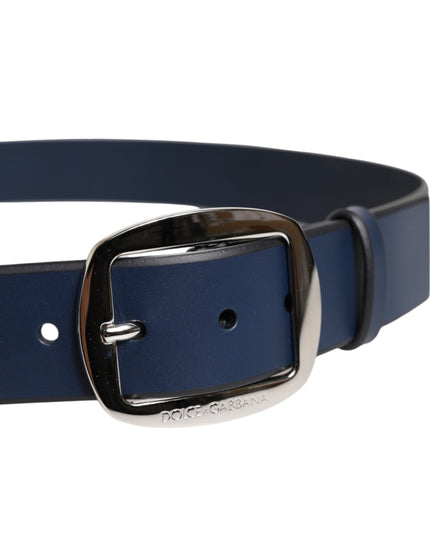 Dolce & Gabbana Blue Calf Leather Classic Metal Buckle Belt