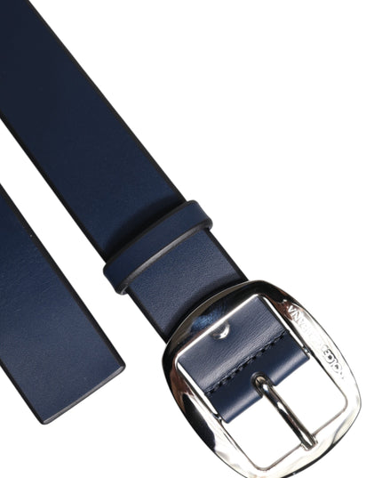 Dolce & Gabbana Blue Calf Leather Classic Metal Buckle Belt