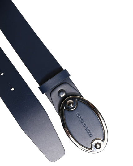 Dolce & Gabbana Blue Leather Classic Metal Logo Buckle Belt