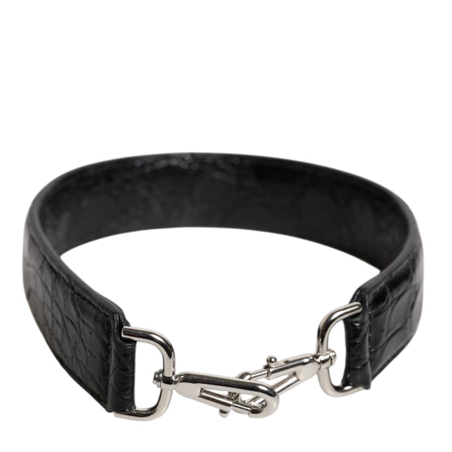 Dolce & Gabbana Black Alligator Leather Bag Shoulder Strap