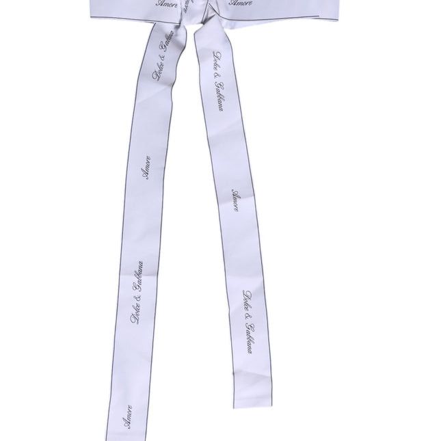 Dolce & Gabbana White Waist Ribbon Wide Bow Logo Belt