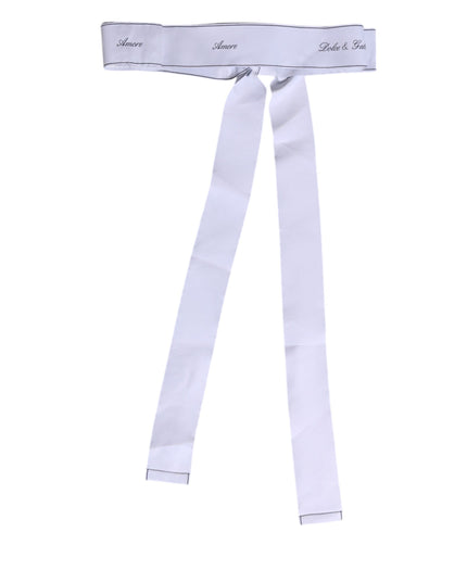 Dolce & Gabbana White Waist Ribbon Wide Bow Logo Belt