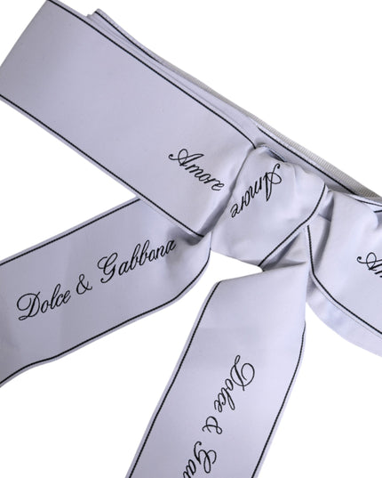Dolce & Gabbana White Waist Ribbon Wide Bow Logo Belt
