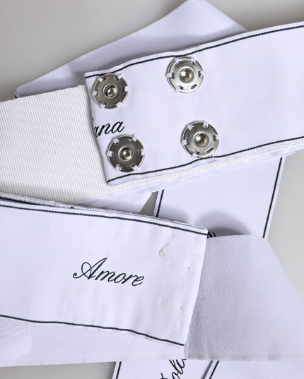 Dolce & Gabbana White Waist Ribbon Wide Bow Logo Belt