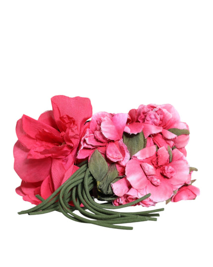 Dolce & Gabbana Multicolor Floral Applique Detail Tie Belt