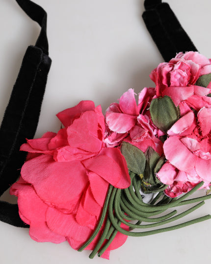 Dolce & Gabbana Multicolor Floral Applique Detail Tie Belt