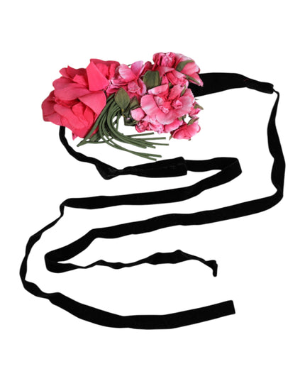 Dolce & Gabbana Multicolor Floral Applique Detail Tie Belt