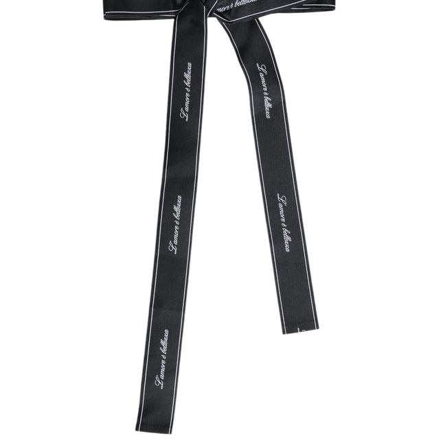 Dolce & Gabbana Black Waist Ribbon Wide Bow Logo Belt