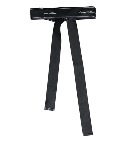 Dolce & Gabbana Black Waist Ribbon Wide Bow Logo Belt