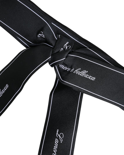 Dolce & Gabbana Black Waist Ribbon Wide Bow Logo Belt