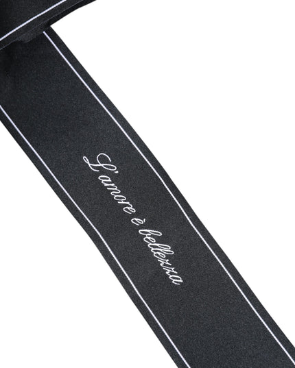 Dolce & Gabbana Black Waist Ribbon Wide Bow Logo Belt