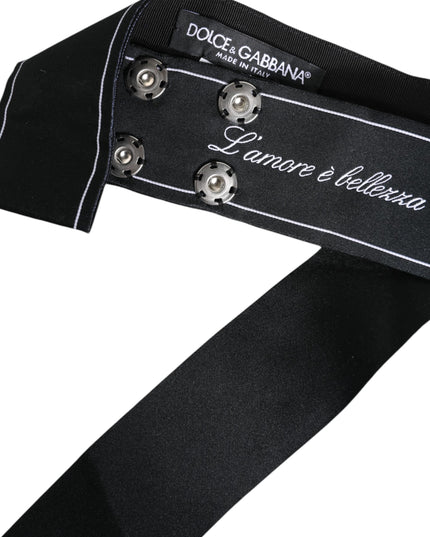 Dolce & Gabbana Black Waist Ribbon Wide Bow Logo Belt