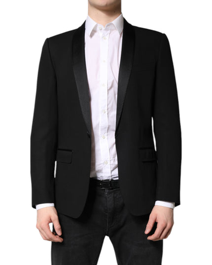 Dolce & Gabbana Black Single Breasted Men Coat MARTINI Blazer