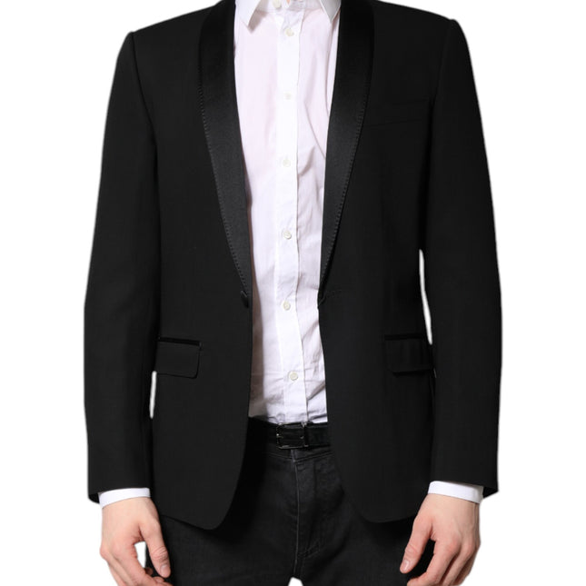 Dolce & Gabbana Black Single Breasted Men Coat MARTINI Blazer