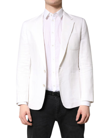 Dolce & Gabbana White Single Breasted Men Coat Blazer Suit