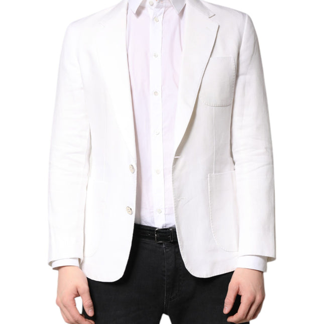 Dolce & Gabbana White Single Breasted Men Coat Blazer Suit