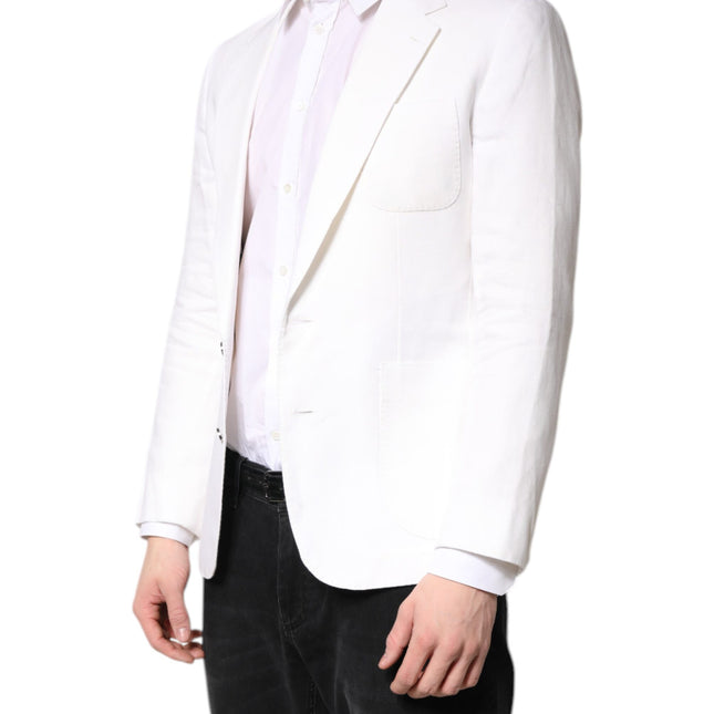 Dolce & Gabbana White Single Breasted Men Coat Blazer Suit