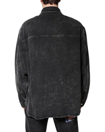 Dolce & Gabbana Black Logo Cotton Stretch Denim Jacket