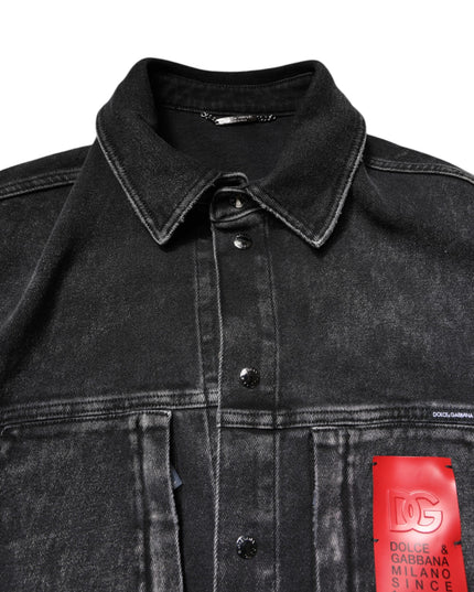 Dolce & Gabbana Black Logo Cotton Stretch Denim Jacket