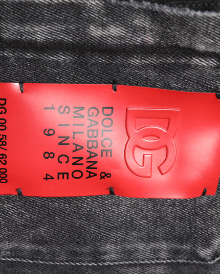 Dolce & Gabbana Black Logo Cotton Stretch Denim Jacket