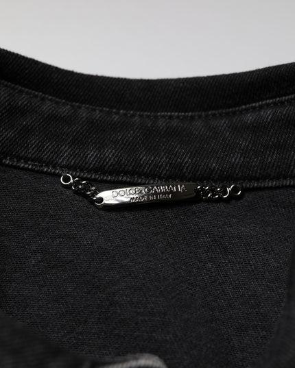 Dolce & Gabbana Black Logo Cotton Stretch Denim Jacket