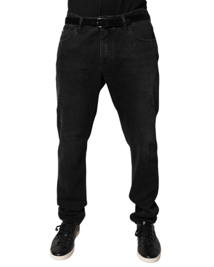 Dolce & Gabbana Black Cotton Skinny Men Denim Jeans