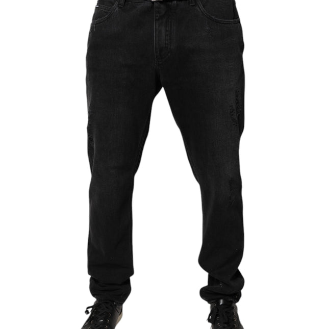 Dolce & Gabbana Black Cotton Skinny Men Denim Jeans
