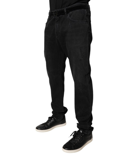 Dolce & Gabbana Black Cotton Skinny Men Denim Jeans