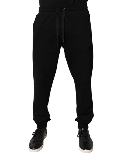 Dolce & Gabbana Black Cotton Mid Waist Jogger Sweatpants Pants