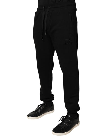Dolce & Gabbana Black Cotton Mid Waist Jogger Sweatpants Pants