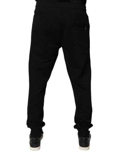 Dolce & Gabbana Black Cotton Mid Waist Jogger Sweatpants Pants