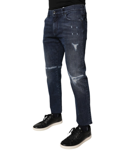 Dolce & Gabbana Blue Cotton Stretch Skinny Men Denim Jeans
