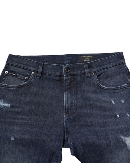 Dolce & Gabbana Blue Cotton Stretch Skinny Men Denim Jeans