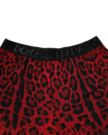 Dolce & Gabbana Red Leopard Print Viscose Bermuda Shorts