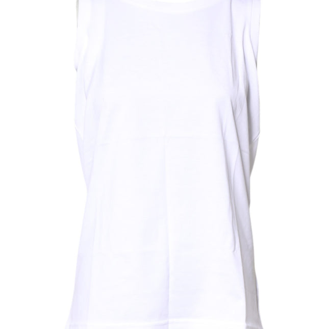 Dolce & Gabbana White Cotton Sleeveless Crew Neck T-shirt