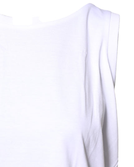 Dolce & Gabbana White Cotton Sleeveless Crew Neck T-shirt