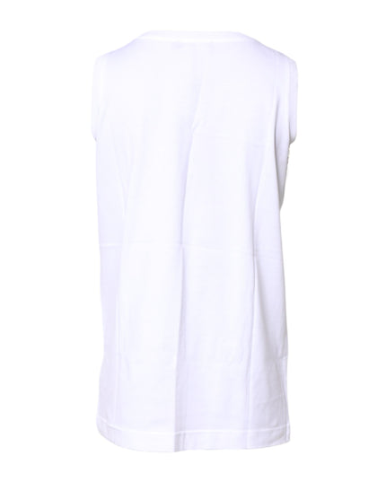 Dolce & Gabbana White Cotton Sleeveless Crew Neck T-shirt