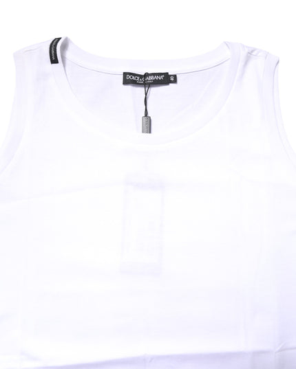 Dolce & Gabbana White Cotton Sleeveless Crew Neck T-shirt