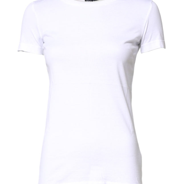 Dolce & Gabbana White Cotton Crew Neck Short Sleeves T-shirt