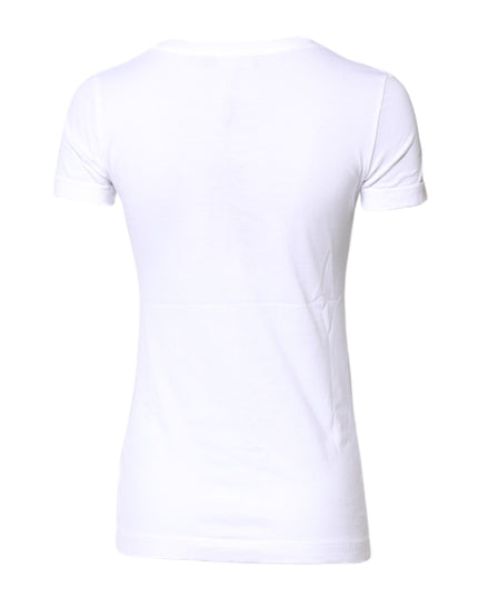 Dolce & Gabbana White Cotton Crew Neck Short Sleeves T-shirt