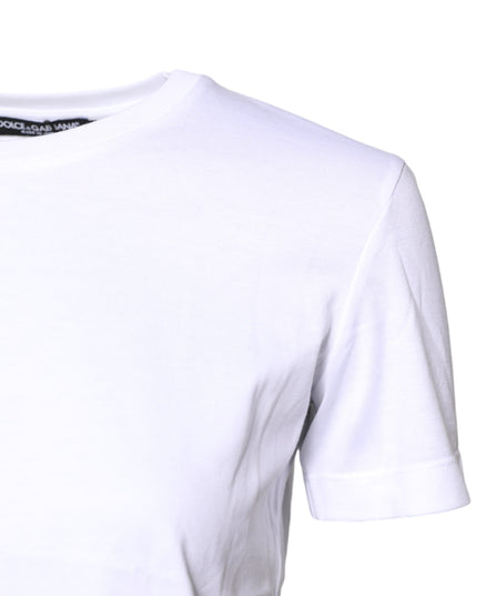 Dolce & Gabbana White Cotton Crew Neck Short Sleeves T-shirt